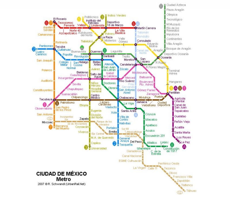 Hệ thống tàu điện ngầm Mexico, Mexico (195 ga)