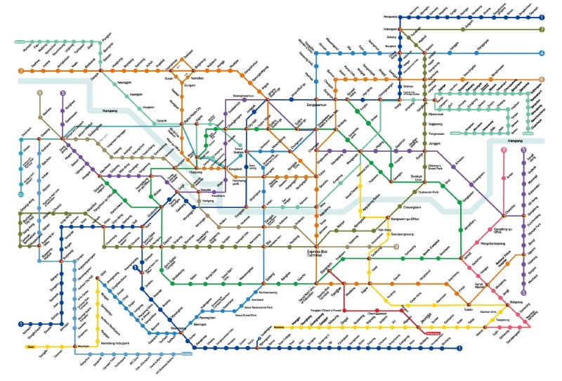 Hệ thống tàu điện ngầm Seoul, Hàn Quốc (296 ga)