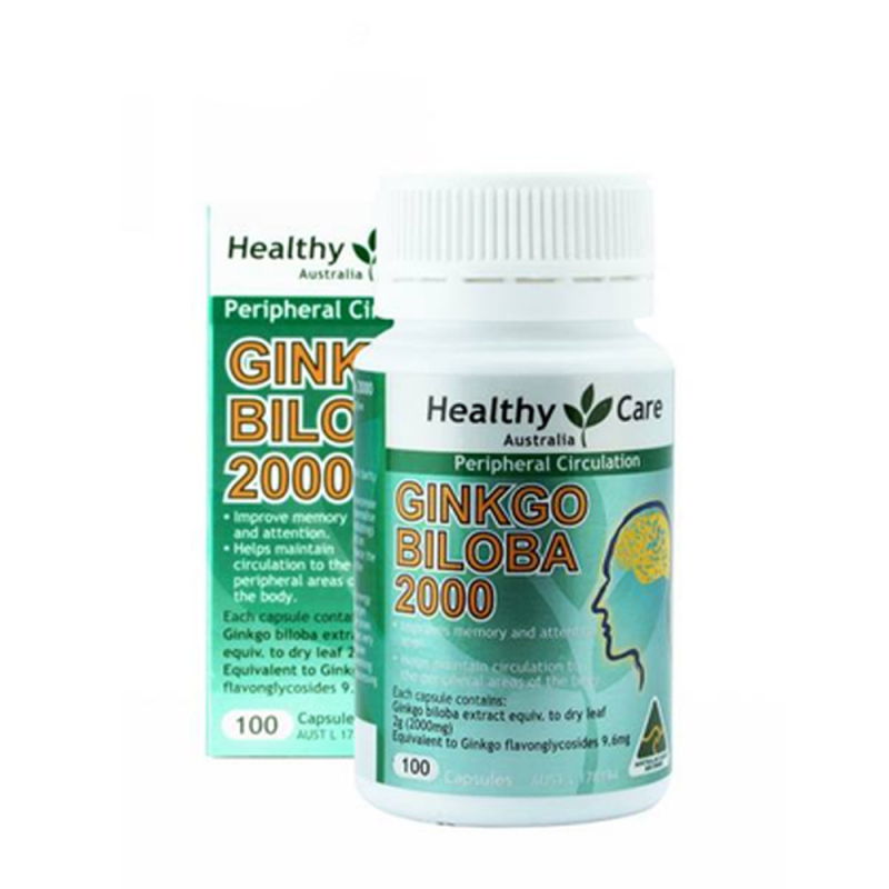 Hoạt huyết dưỡng não Ginkgo Biloba Healthy Care Úc 2000mg