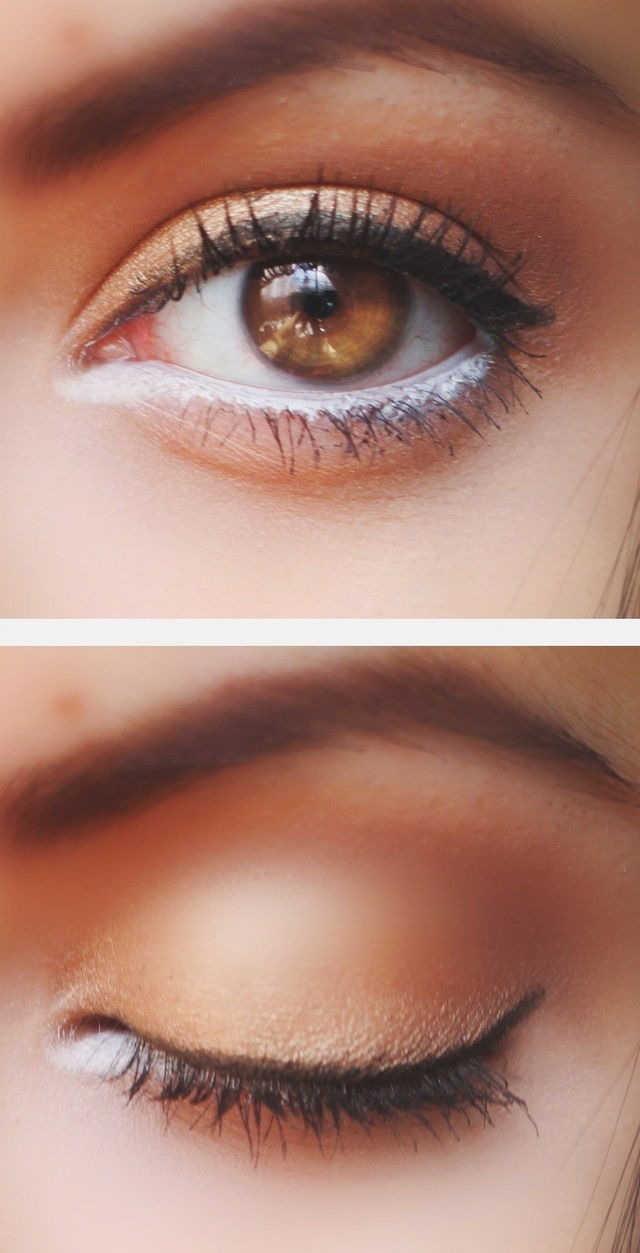 Kẻ viền mắt dưới với eyeliner trắng giúp mắt to tròn