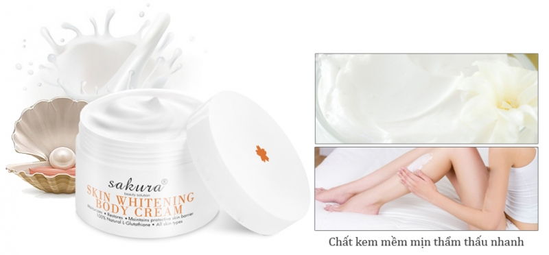 Kem dưỡng ẩm trắng da toàn thân Sakura Whitening Body Cream: