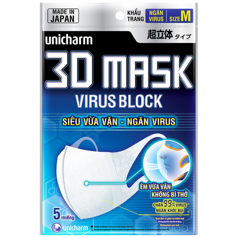Khẩu trang chống Virus 3D Unicharm