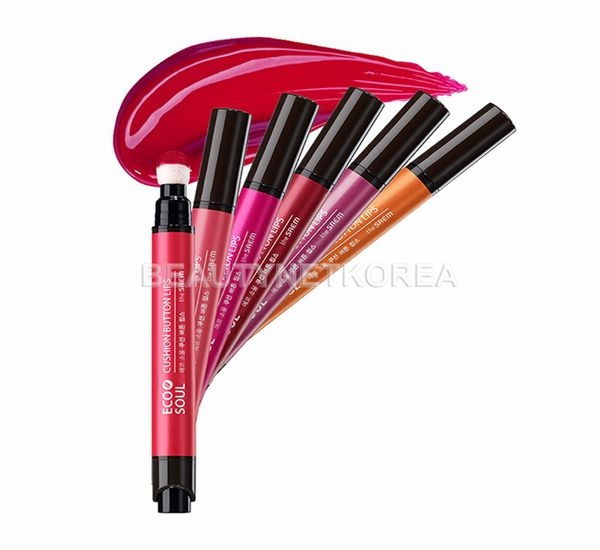 Son bấm Eco Soul Cushion Button Lips CR02 Soft Coral của The Saem