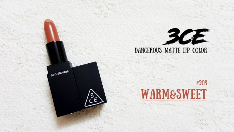Son thỏi Lipcolor của 3CE mã màu 908 Warm&Sweet
