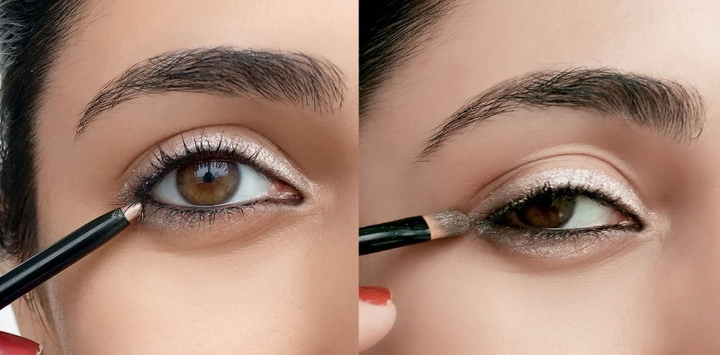 Tạo ombre cho đôi mắt to tròn bằng việc kết hợp eyeliner tông sáng và tối