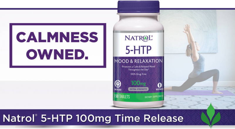 Viên uống hỗ trợ giảm căng thẳng Natrol 5-HTP Mood & Relaxation 100mg