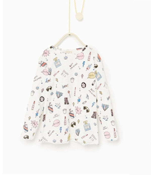 Áo phông Zara kids với họa tiết dễ thương dành cho những cô nàng điệu đà có vóc dáng nhỏ nhắn