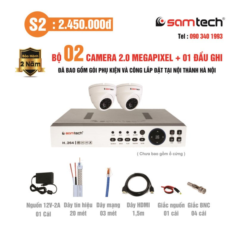 Combo S2 giá rẻ lắp đặt camera giám sát trọn gói cho gia đình ở Hà Nội