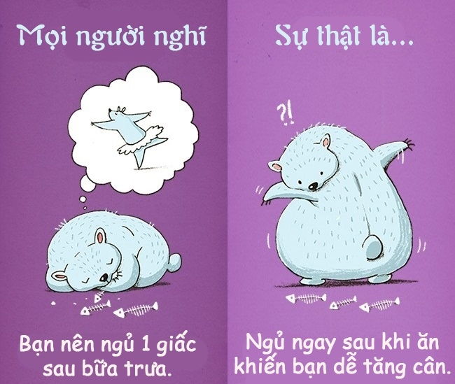 Đi ngủ ngay sau khi ăn