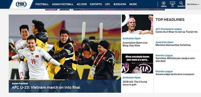 Fox Sports phiên bản châu Á ca ngợi chiến thắng của đội tuyển Việt Nam là giấc mơ có thật