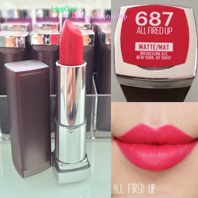 Màu All Fired Up của son Maybelline color sensational creamy matte