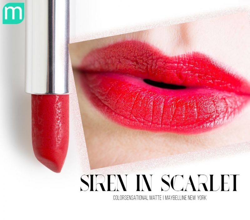 Màu Siren in Scarlet của son Maybelline color sensational creamy matte