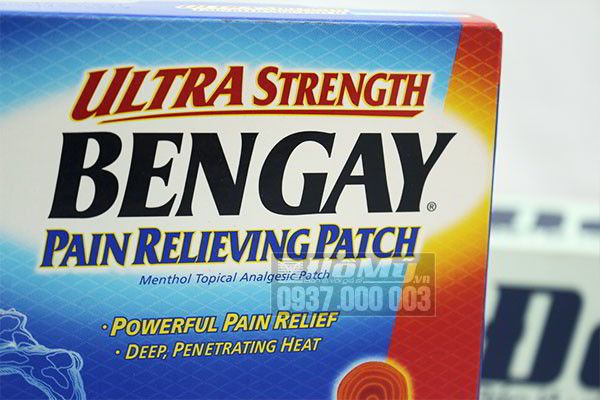 Miếng dán giảm đau cỡ lớn BenGay Ultra Strength Pain Relieving Patch 4 miếng của Mỹ