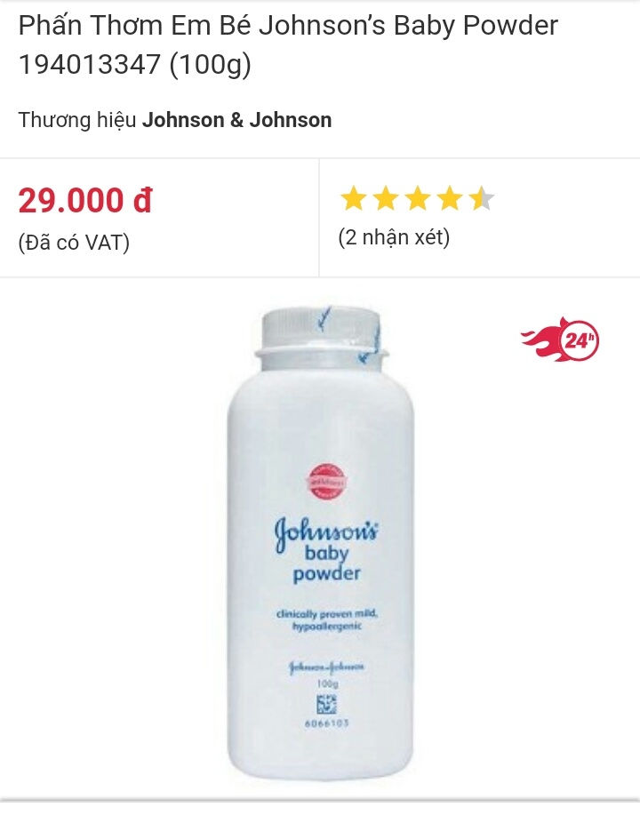 Phấn rôm Johnson's baby powder