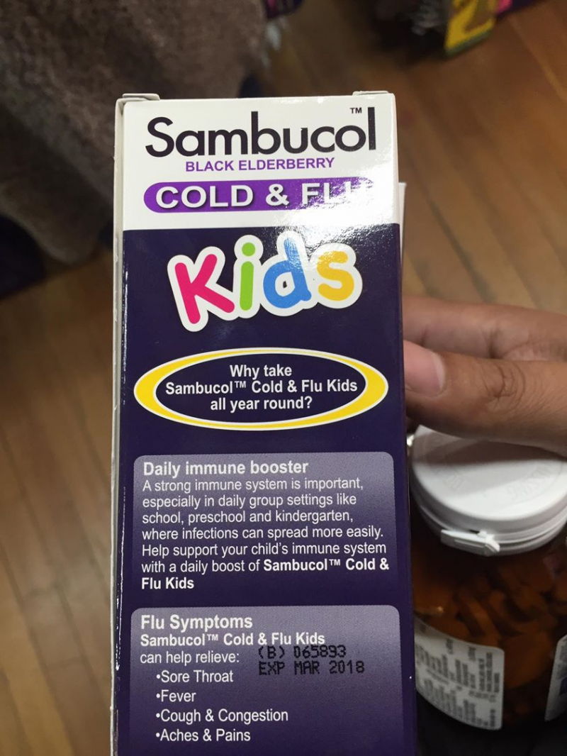 Siro đặc trị cảm Sambucol cold and flu kids