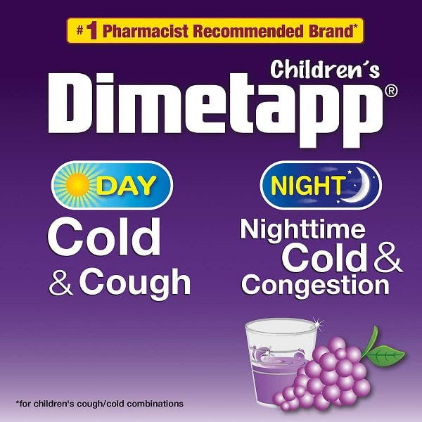 Siro trị cảm cúm, ho cho trẻ em Dimetapp Children's Cold & Cough Day & Night 118ml