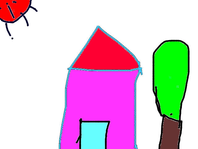Vẽ tranh với ngôi nhà, cái cây, ông Mặt Trời