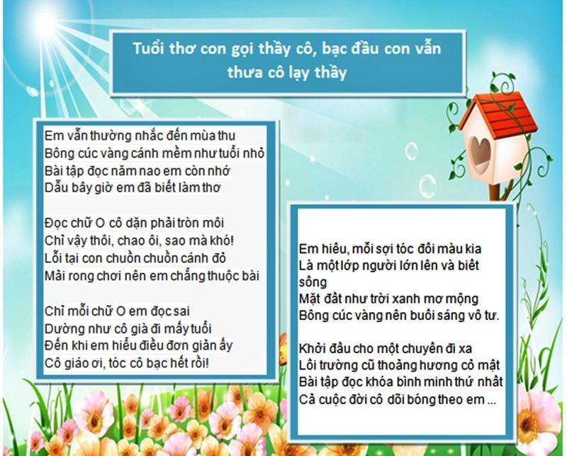 Bài thơ: Tuổi thơ con gọi thầy cô, bạc đầu con vẫn thưa cô lạy thầy