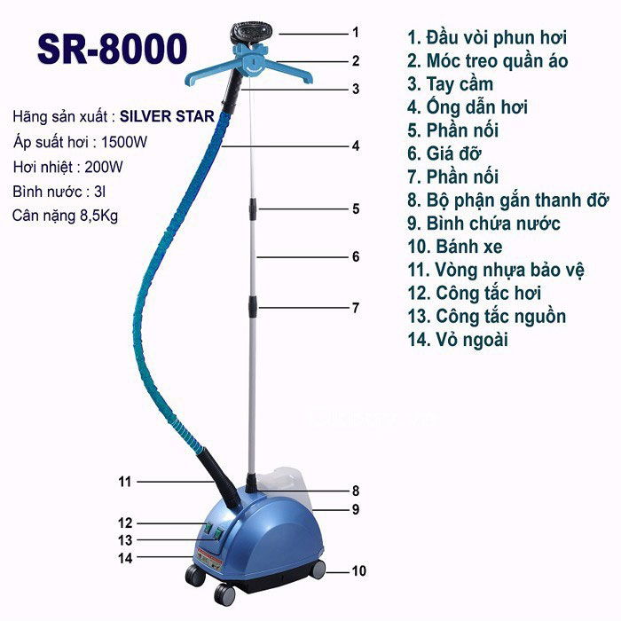 Bàn ủi hơi nước đứng công nghiệp Silver Star SR-8000