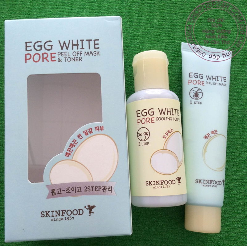 Bộ mặt nạ và toner trứng trắng da Egg white Pore của Skinfood