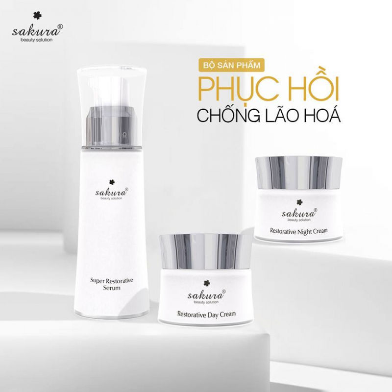 Bộ sản phẩm phục hồi da chống lão hoá Sakura Restorative Collection