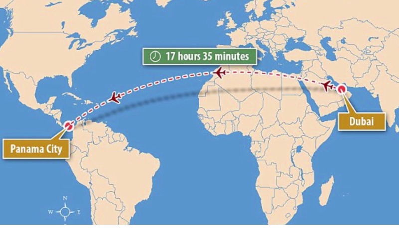 Dubai đến Panama: 17 tiếng 35 phút