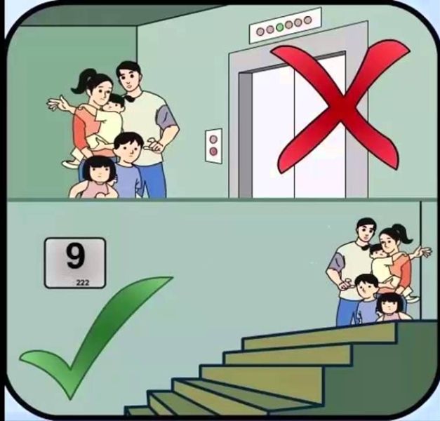 Không được đi thang máy khi có hỏa hoạn