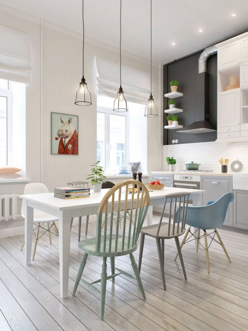 Làm dịu không gian phòng bếp bằng gam màu pastel