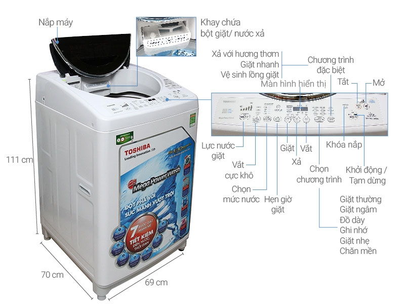 Máy giặt Toshiba 12kg AW-DC1300WV