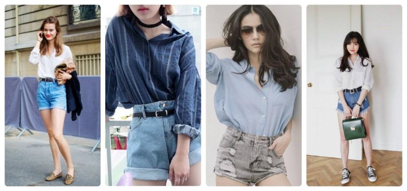 Quần shorts kết hợp cùng áo sơ mi