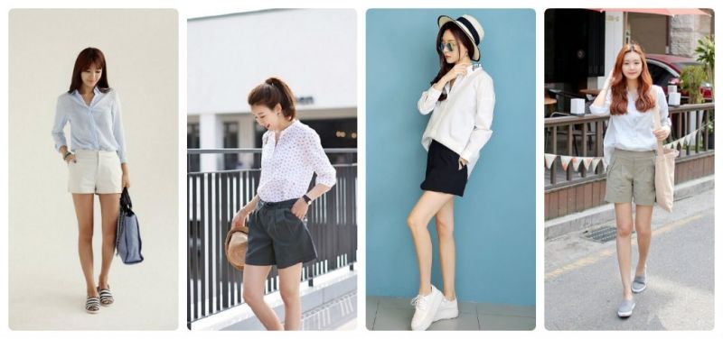 Quần shorts kết hợp cùng áo sơ mi