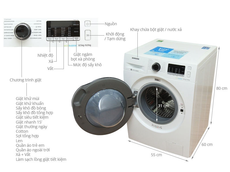 Samsung WD85J5410AW/SV 85 Kg