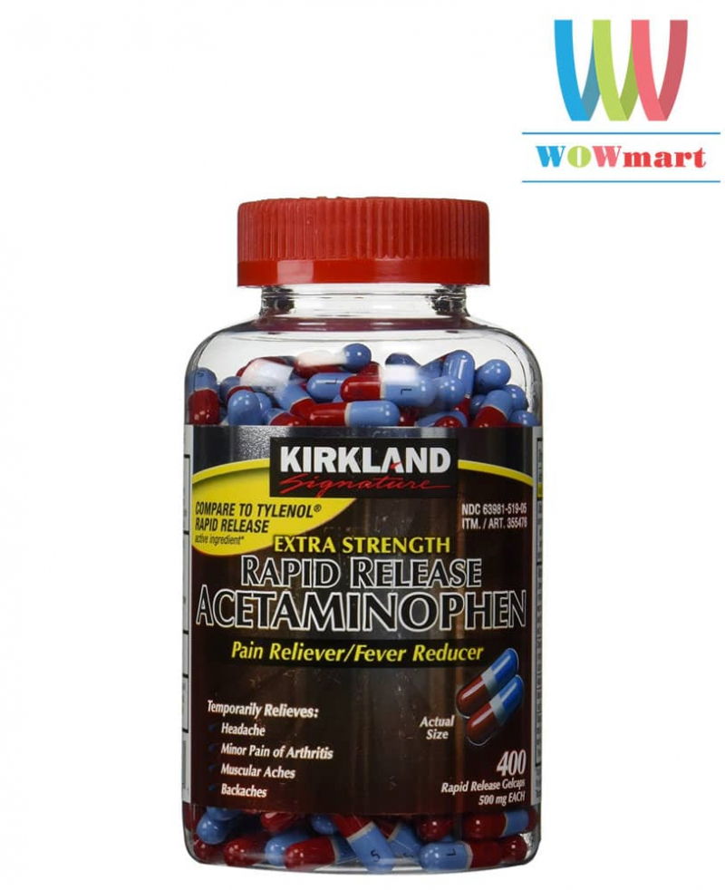 Thực phẩm chức năng Thuốc giảm đau Kirkland Extra Strength Acetaminophen 500mg