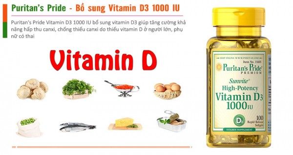 Thực phẩm chức năng bổ sung Vitamin D Puritan's Pride Vitamin D3 1000IU 100 viên