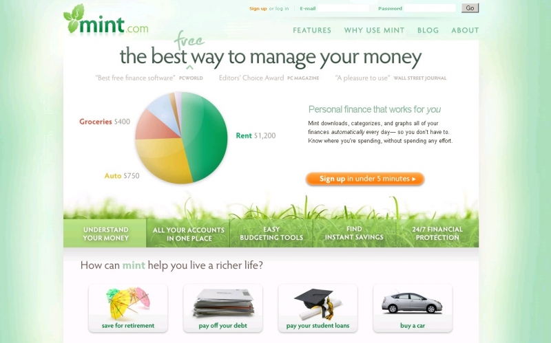 Trang web quản lí tài chính – Mint