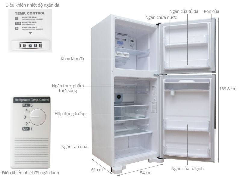 Tủ lạnh Hitachi R-T190EG1D MWH 185 lít