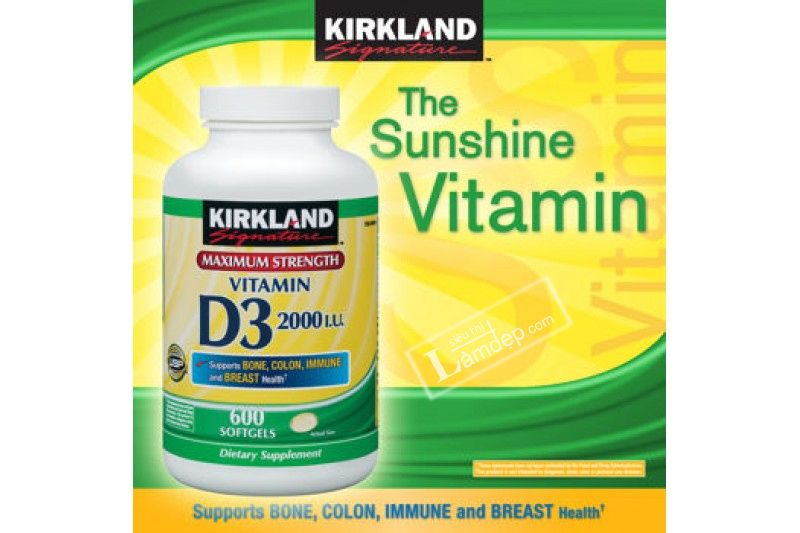 Viên Uống Vitamin D3 2.000 IU Kirkland Signature