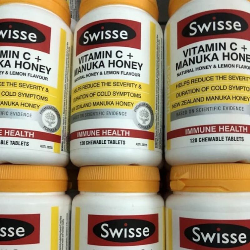 Viên nhai tăng sức đề kháng Swisse Vitamin C + Manuka Honey 120 viên