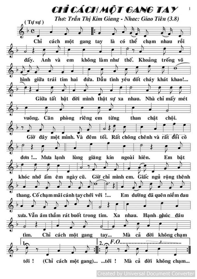 Chỉ cách một gang tay