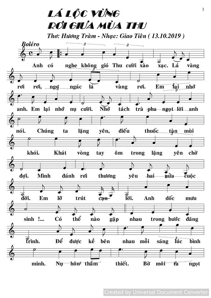 LÁ LỘC VỪNG RƠI GIỮA MÙA THU