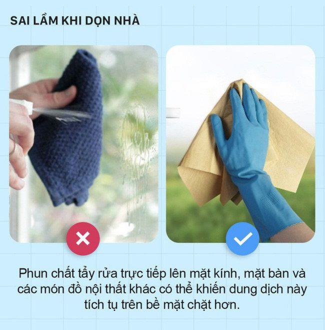 Phun chất tẩy rửa trực tiếp lên bề mặt