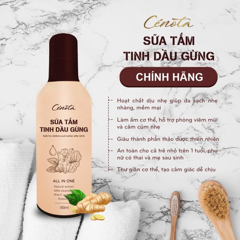 Sữa Tắm Tinh Dầu Gừng Cenota Cho Mẹ Bầu & Sau Sinh