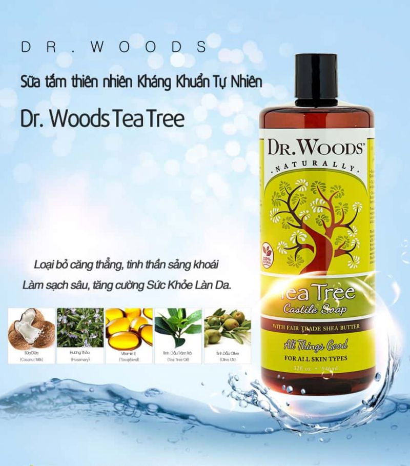 Sữa tắm thiên nhiên Kháng Khuẩn Tự Nhiên Dr Woods Tea Tree