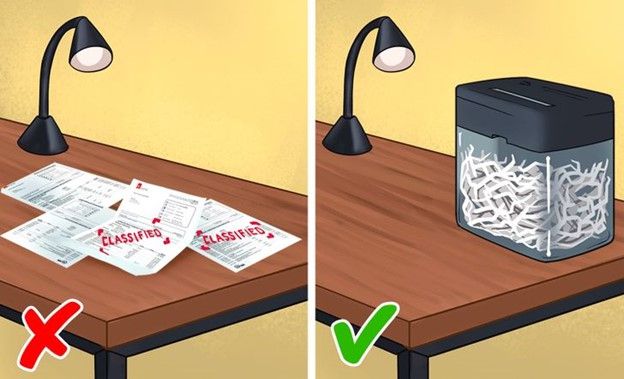 Cắt nhỏ các giấy tờ bảo mật mà bạn không cần nữa