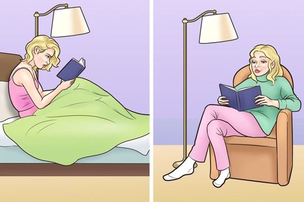 Hay đọc sách trên giường