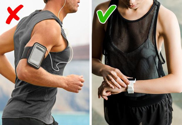 Không dùng armband (bao đeo tay giữ điện thoại) khi tập thể dục