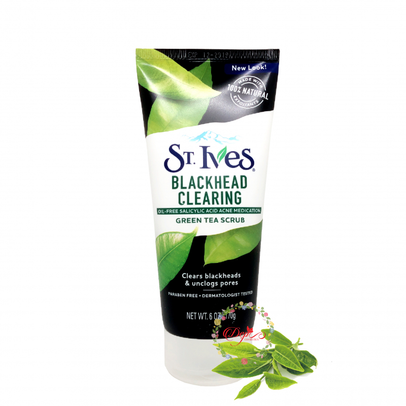 Sữa rửa mặt tẩy da chết StIves Blackhead Clearing Green Tea Scrub