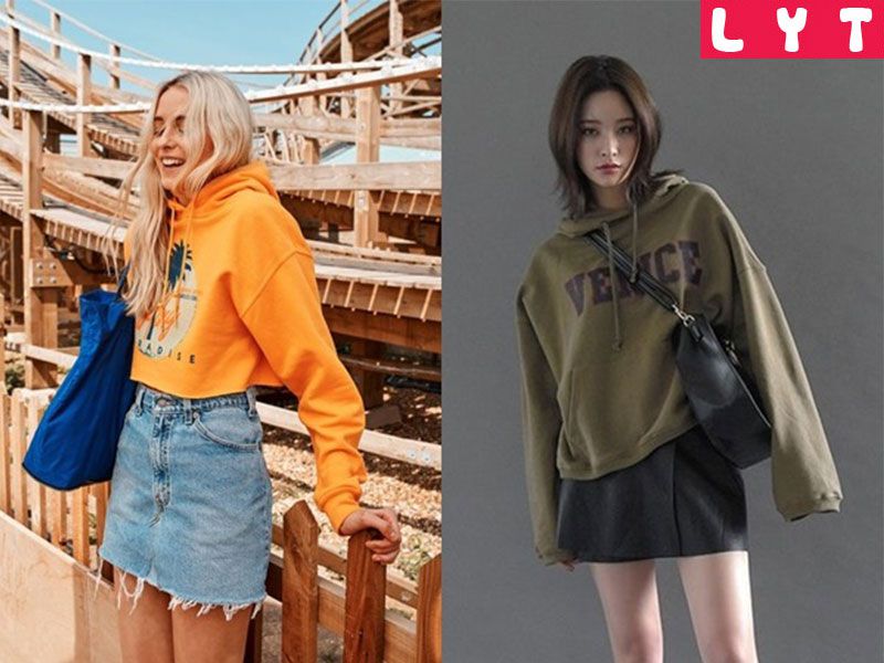 Chân váy Jean với áo Hoodie