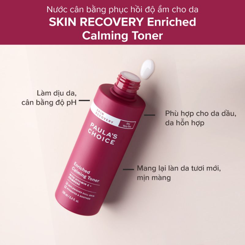 Nước Cân Bằng Phục Hồi Độ Ẩm Cho Da Paula’s Choice Skin Recovery Enriched Calming Toner 190ml