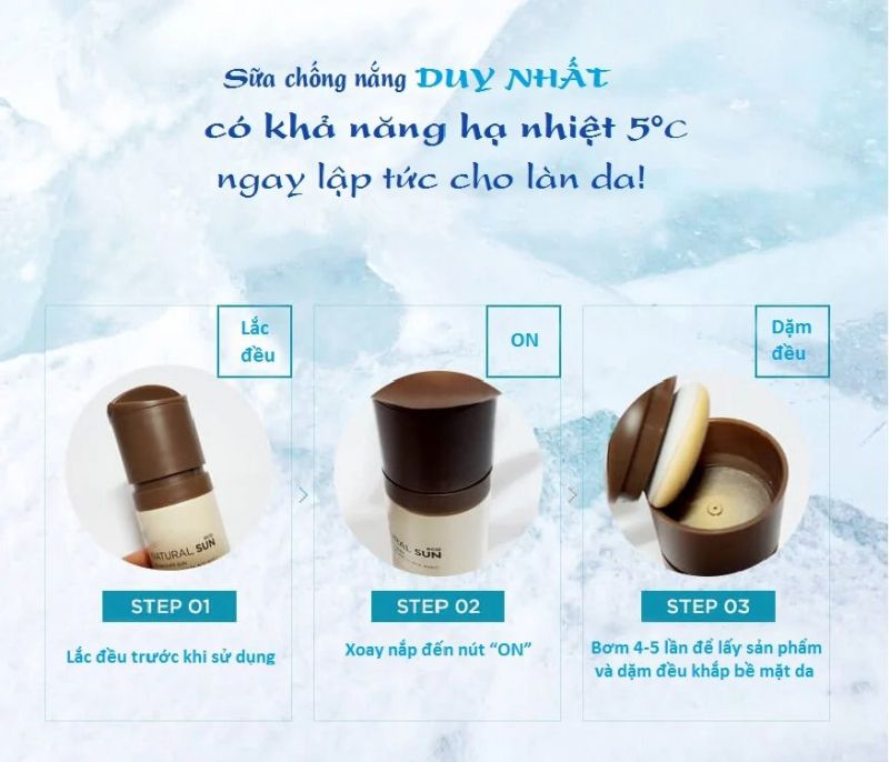 Sữa Chống Nắng Hạ Nhiệt Làn Da NATURAL SUN ECO ICE AIR PUFF SUN SPF50+PA+++ 100ml